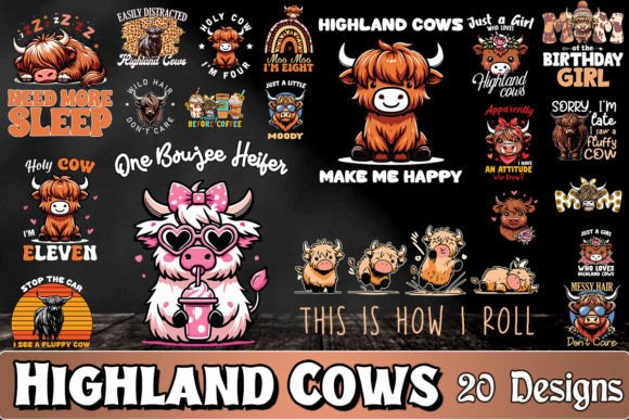 Cute Highland Cow SVG Bundle: Graphics for Crafts