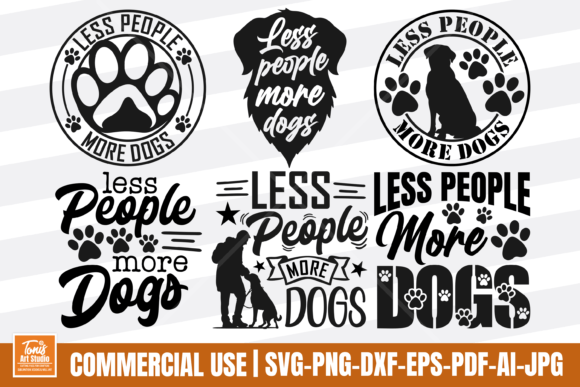 Less People More Dogs SVG Bundle: Graphics for Crafts