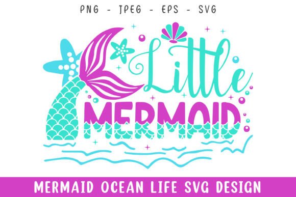 Little Mermaid Ocean Life Design Svg for Crafts & Graphics